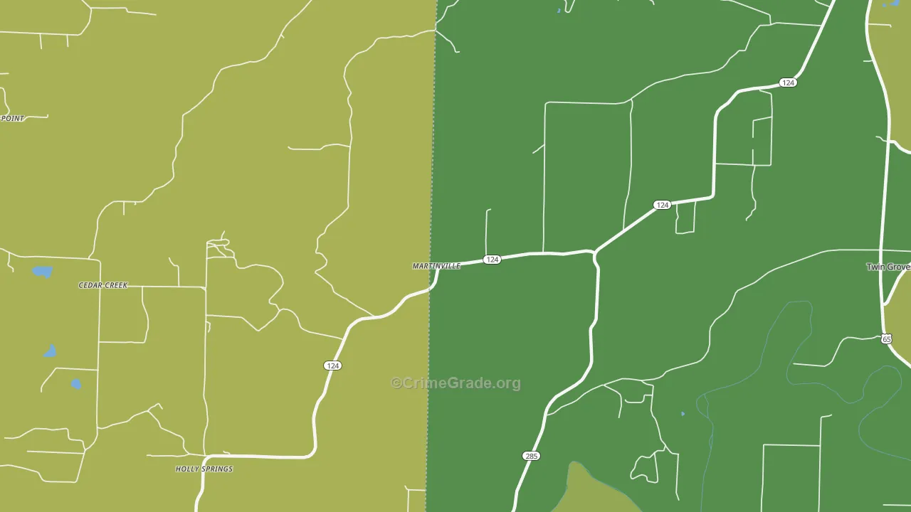 Martinville, AR Map of Theft Rates