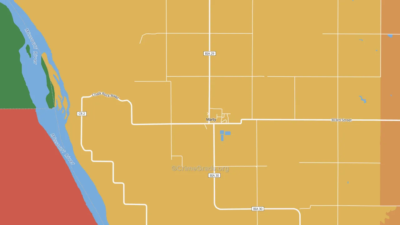 Marty, SD Map of Theft Rates