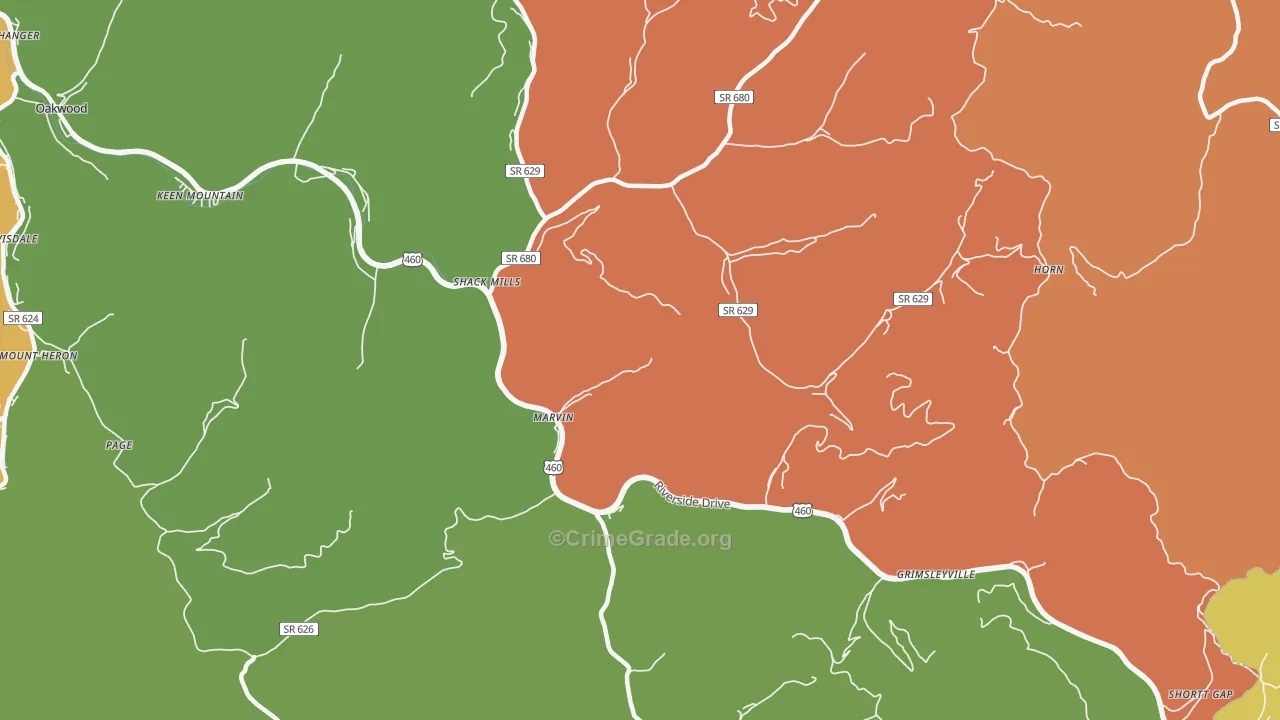 Marvin, VA Map of Theft Rates