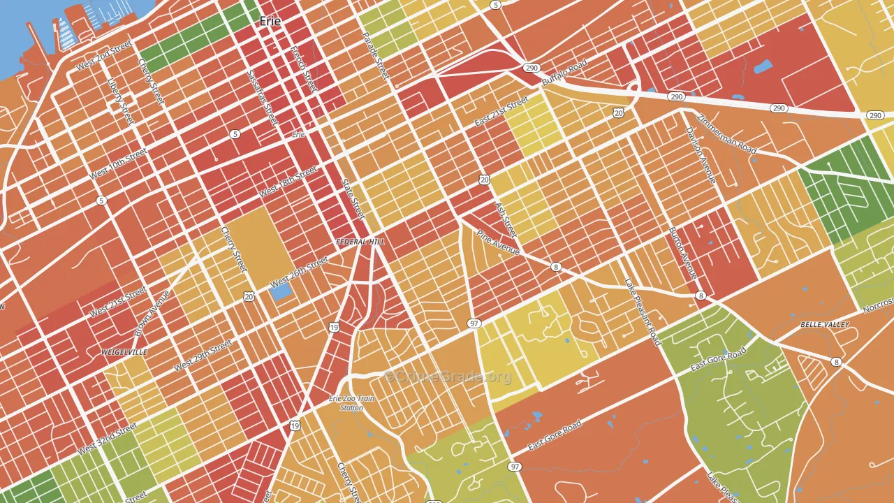 Marvintown, Erie, PA Map of Theft Rates