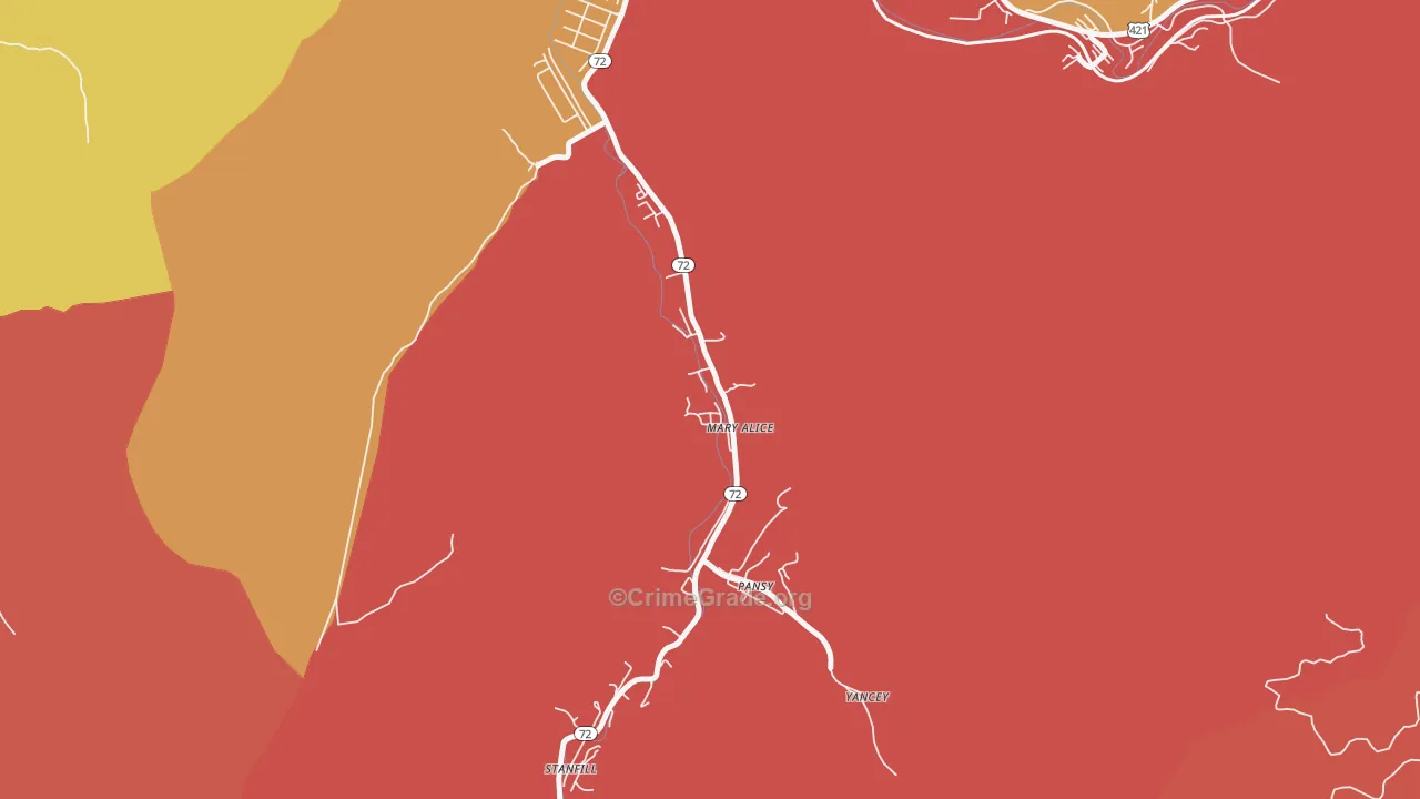 Mary Alice, KY Map of Theft Rates