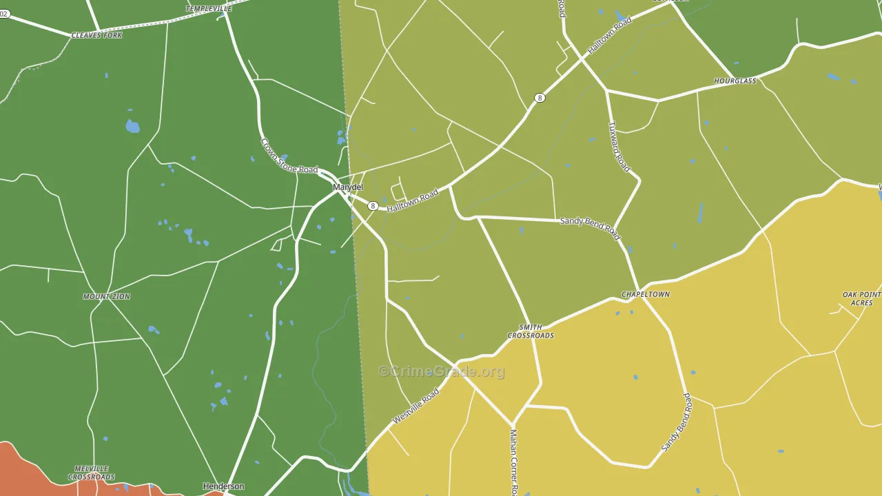 Marydel, DE Map of Theft Rates