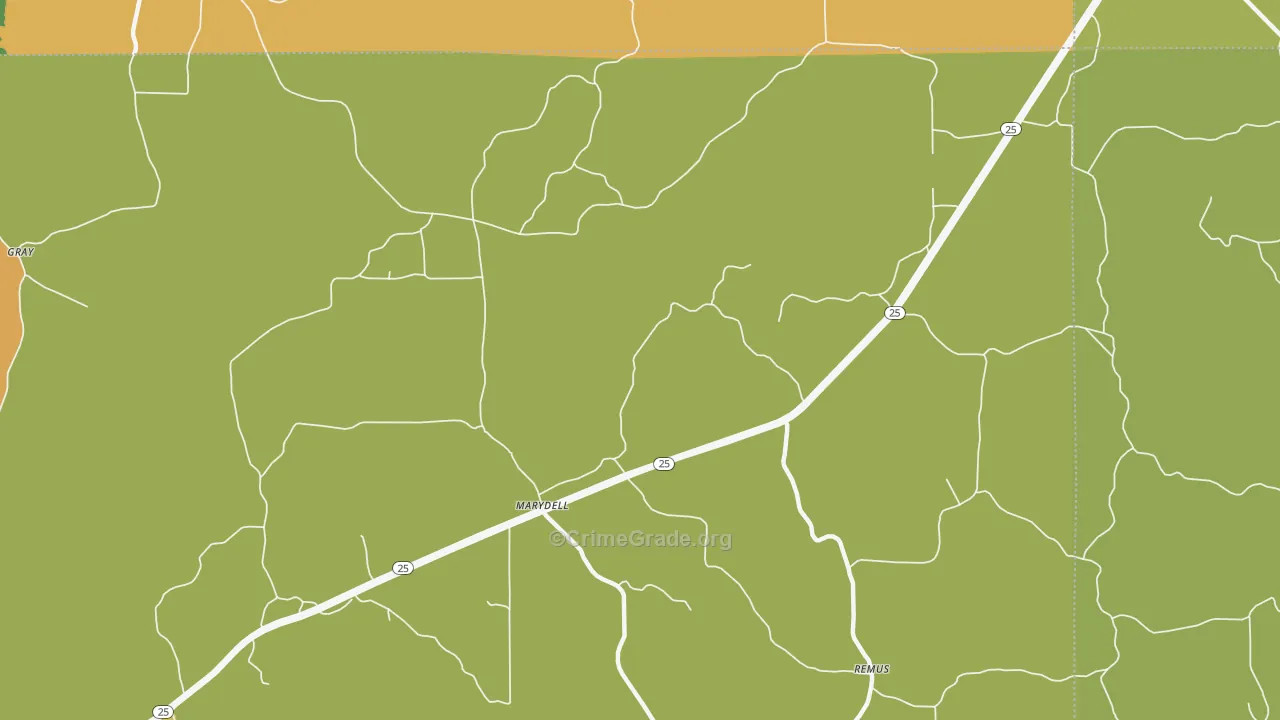 Marydell, MS Map of Theft Rates