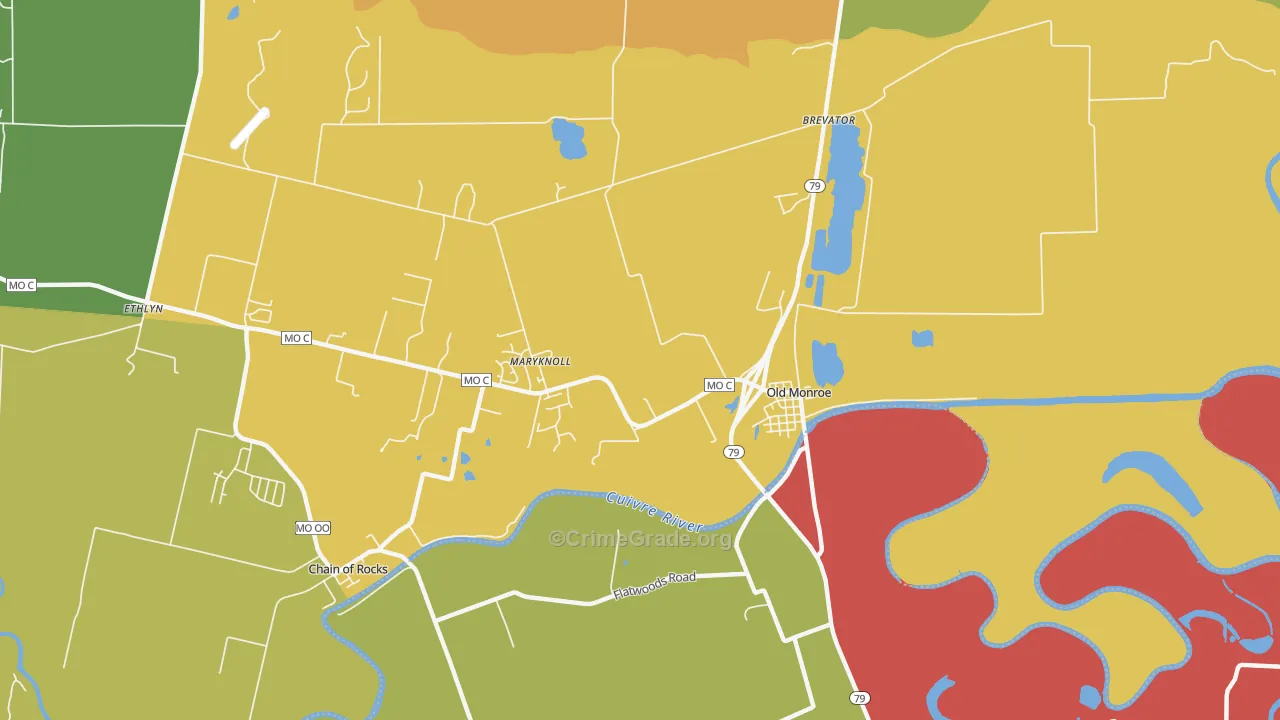 Maryknoll, MO Map of Theft Rates