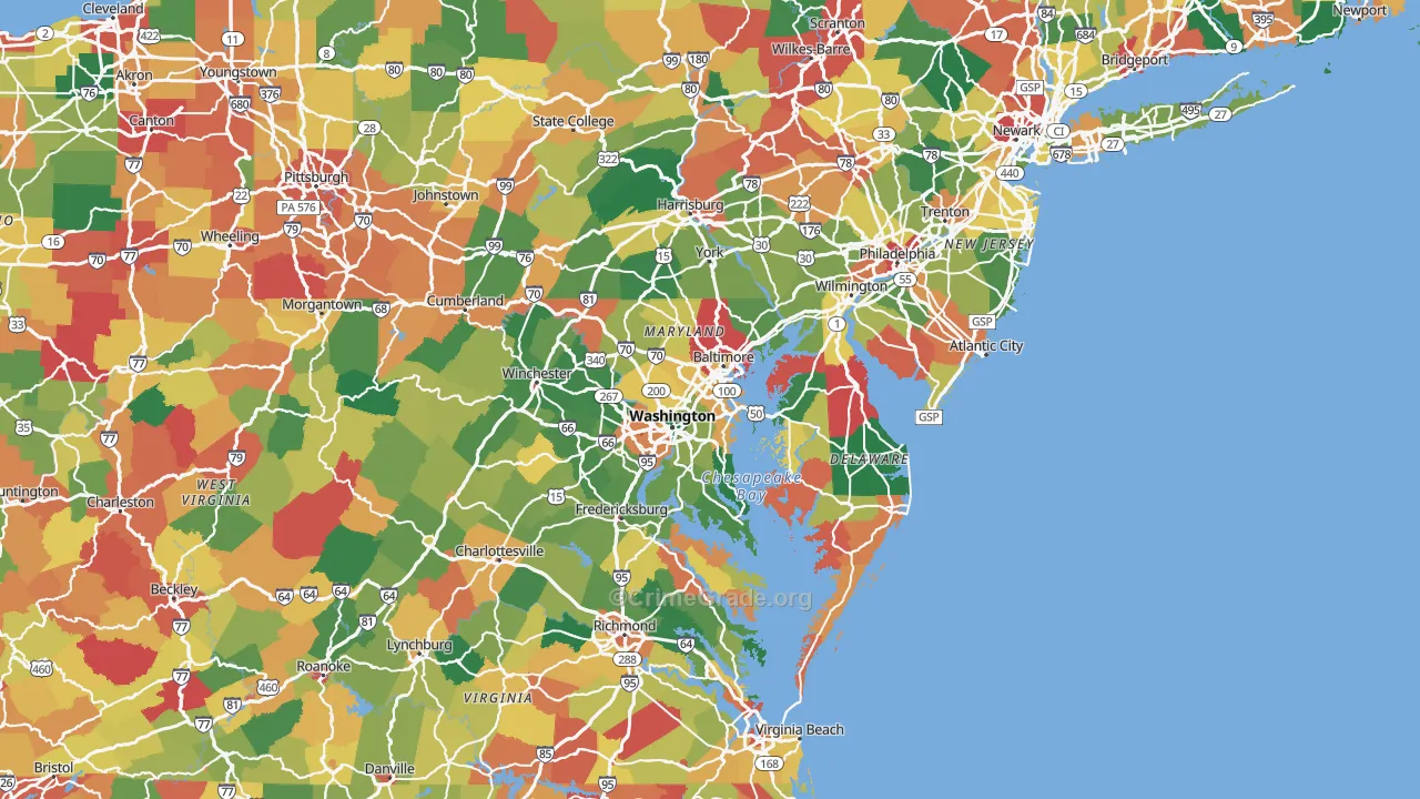 Maryland Map of Theft Rates