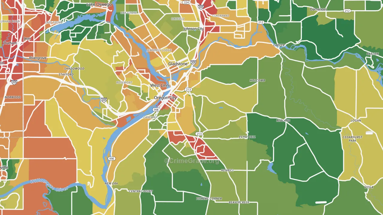 Marylhurst, OR Map of Theft Rates