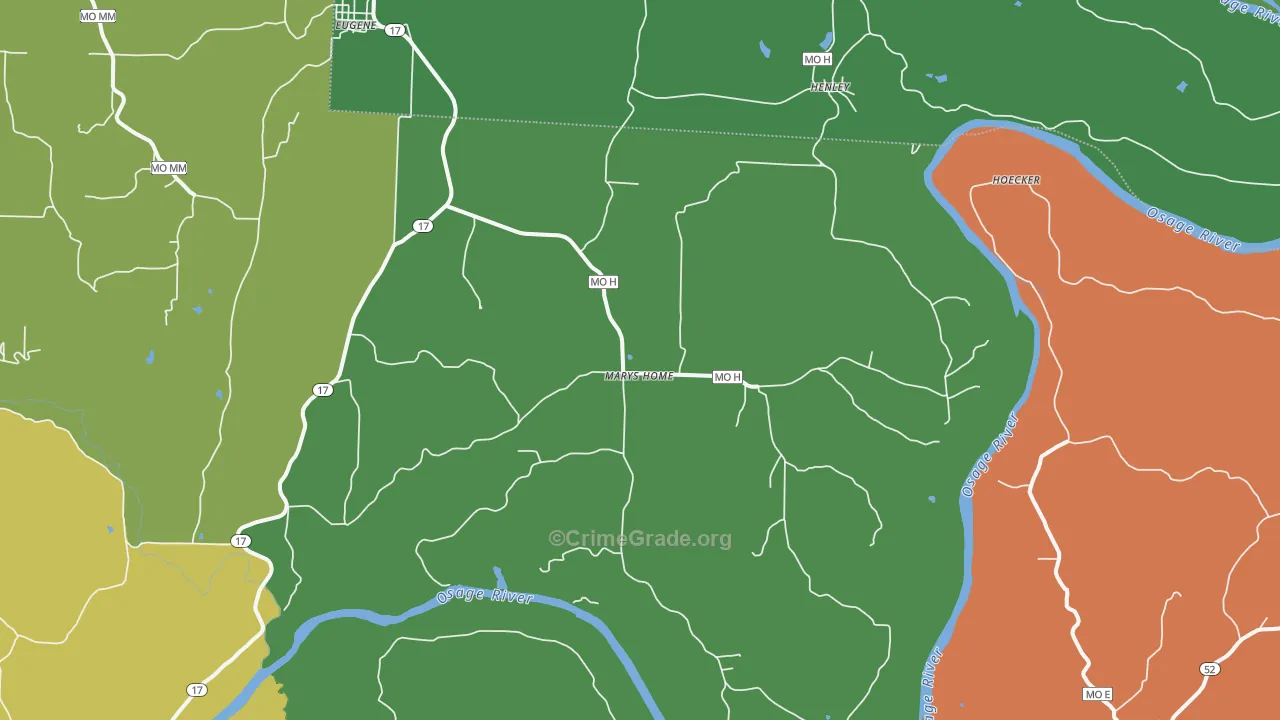 Marys Home, MO Map of Theft Rates