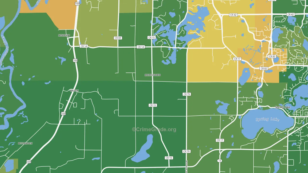 Marystown, MN Map of Theft Rates