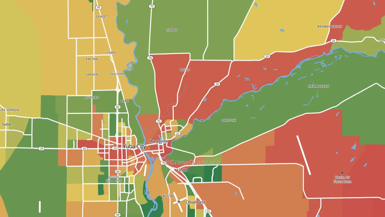 Marysville, CA Map of Theft Rates