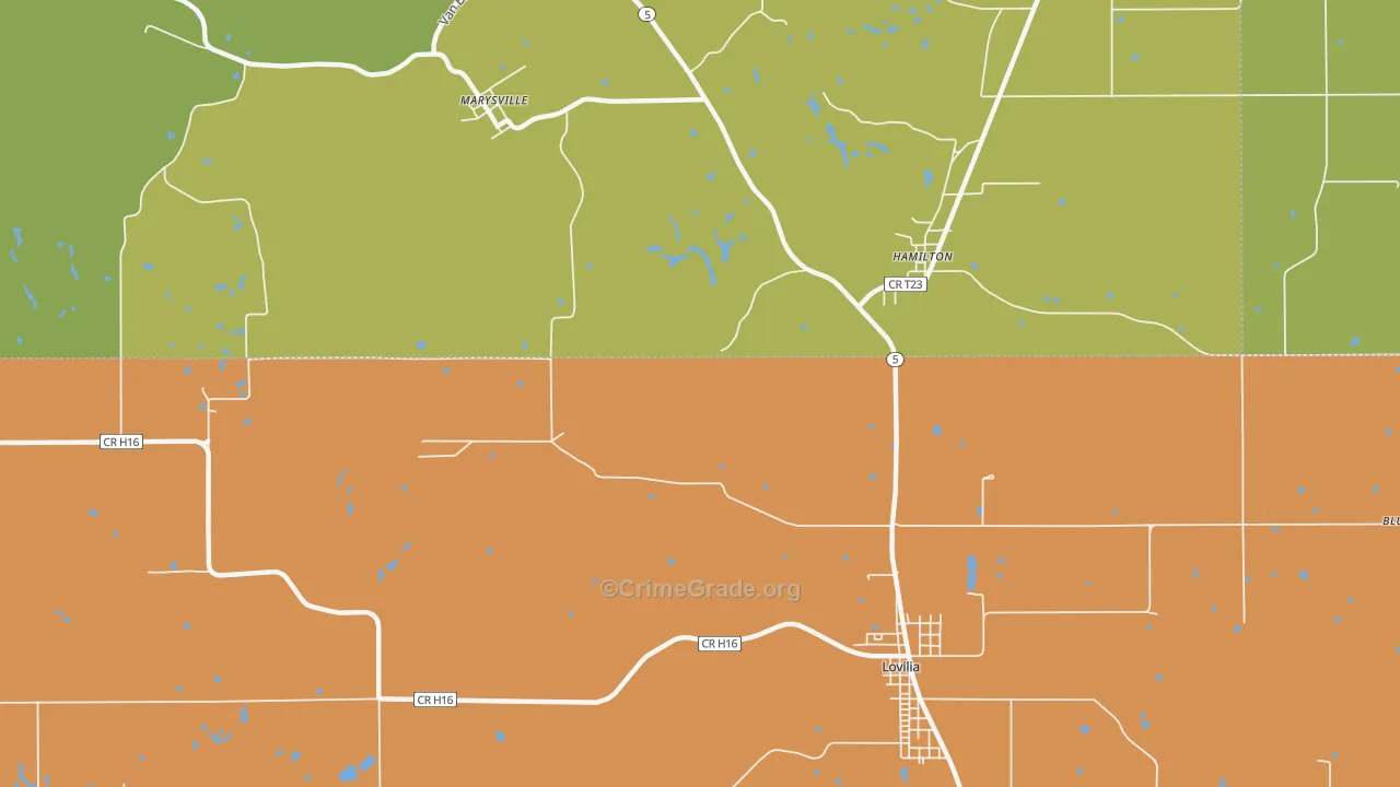 Marysville, IA Map of Theft Rates
