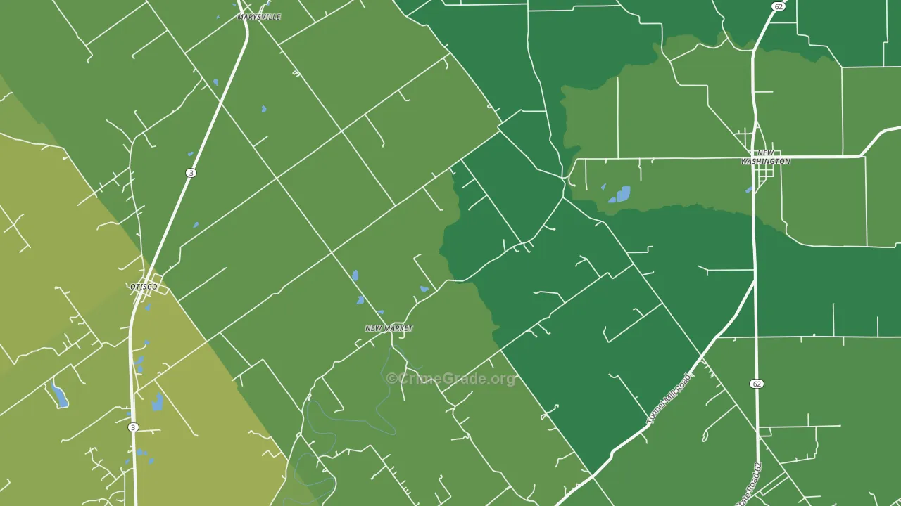 Marysville, IN Map of Theft Rates