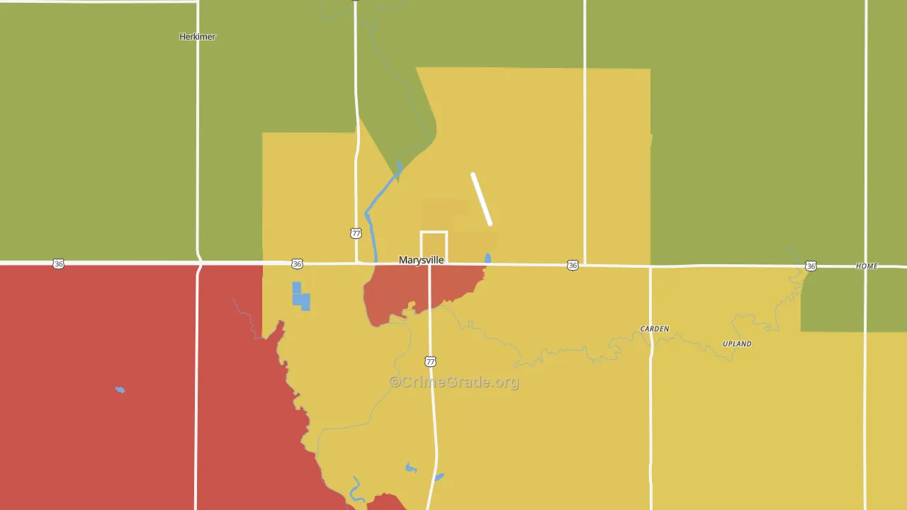 Marysville, KS Map of Theft Rates