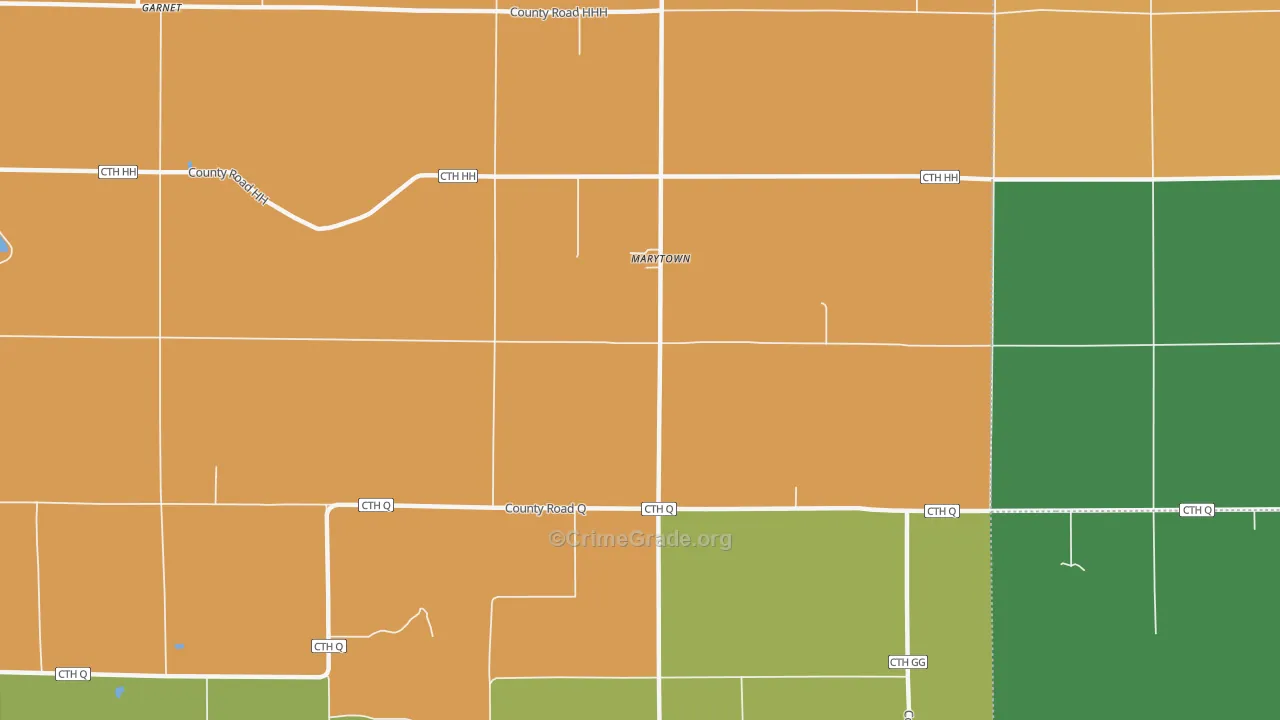 Marytown, WI Map of Theft Rates