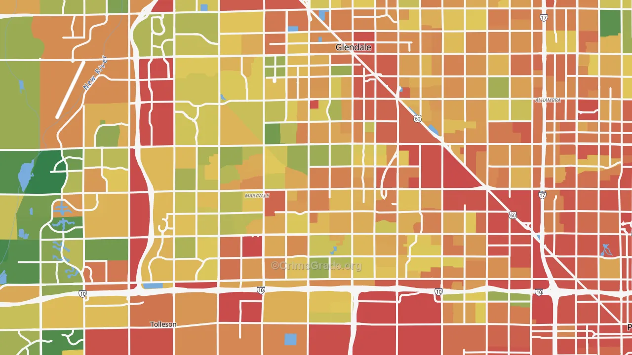 Maryvale, Phoenix, AZ Map of Theft Rates