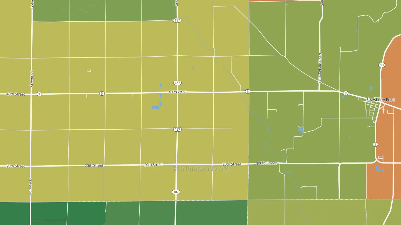 Maryville, IA Map of Theft Rates