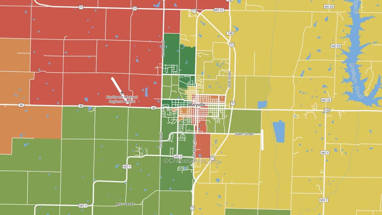 Maryville, MO Map of Theft Rates