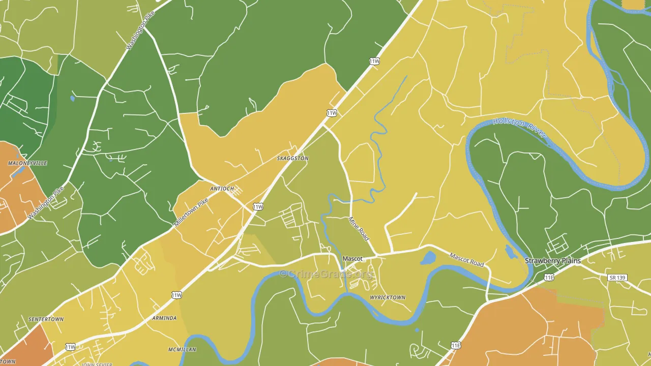 Mascot, TN Map of Theft Rates