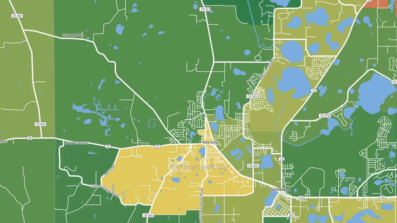 Mascotte, FL Map of Theft Rates