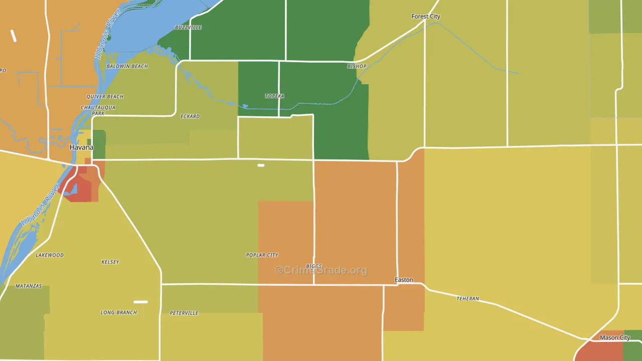 Mason County, IL Map of Theft Rates