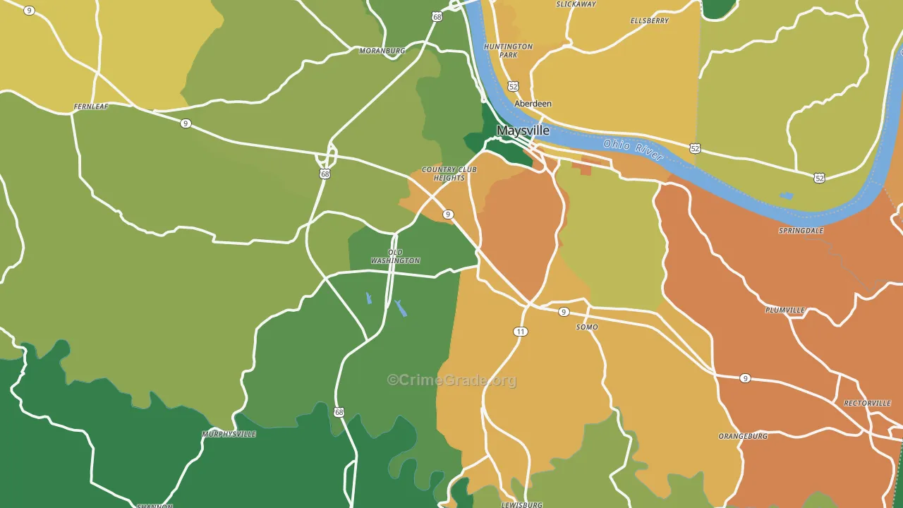 Mason County, KY Map of Theft Rates
