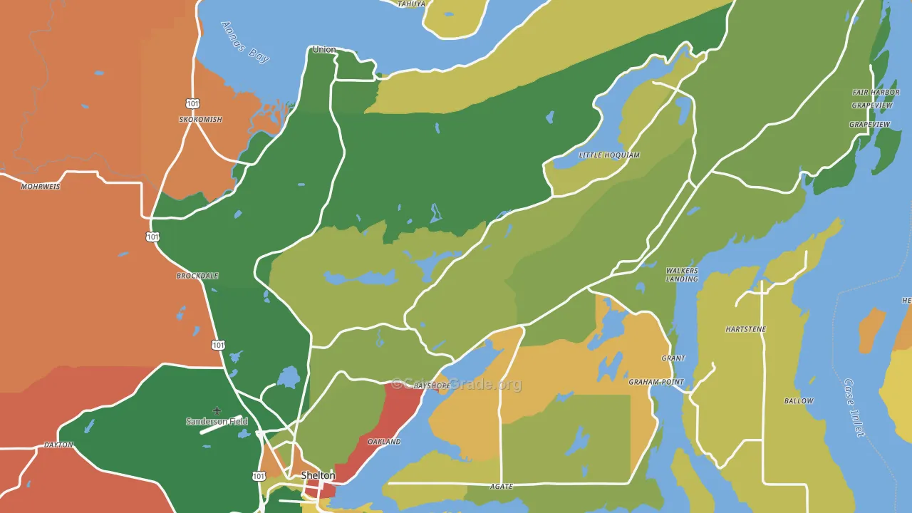 Mason County, WA Map of Theft Rates