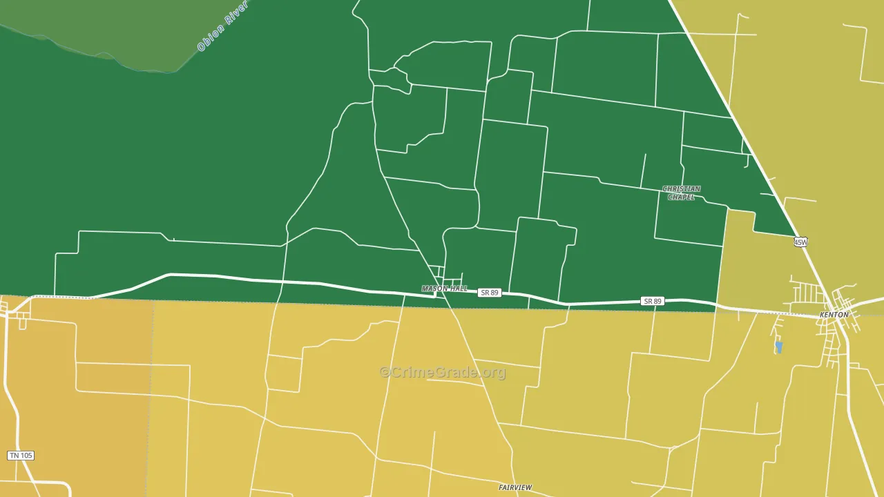 Mason Hall, TN Map of Theft Rates