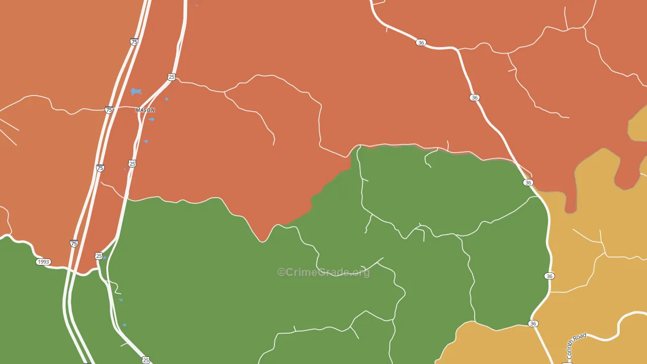Mason, KY Map of Theft Rates