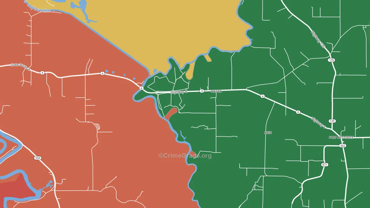 Mason, LA Map of Theft Rates