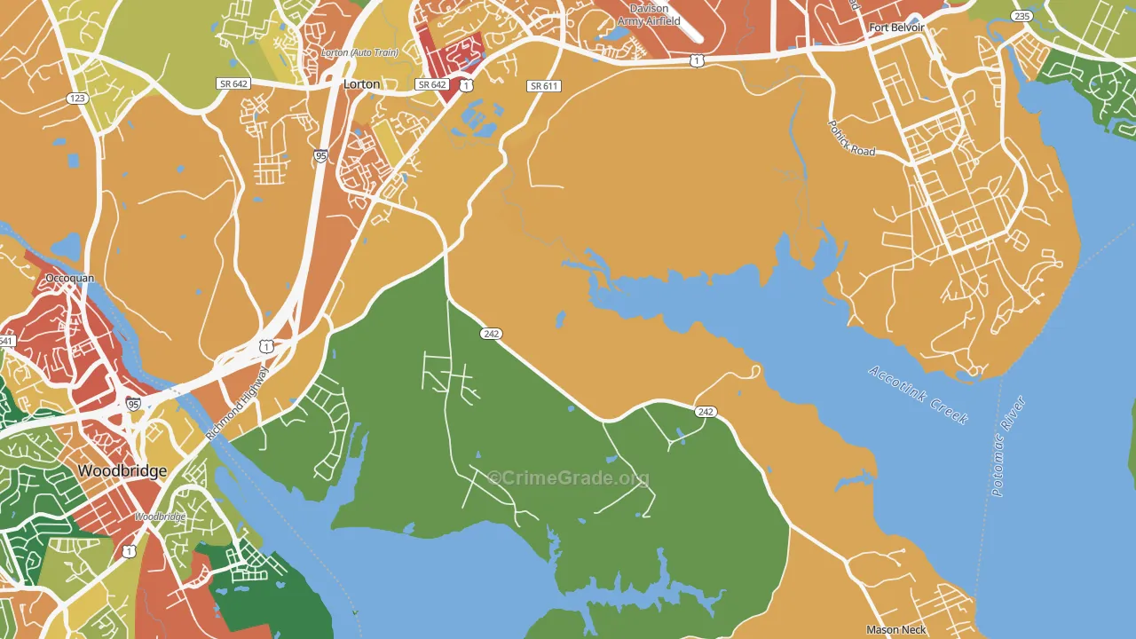 Mason Neck, VA Map of Theft Rates