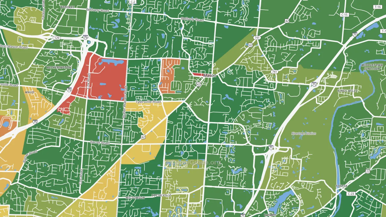 Mason, OH Map of Theft Rates