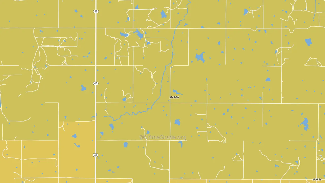 Mason, OK Map of Theft Rates