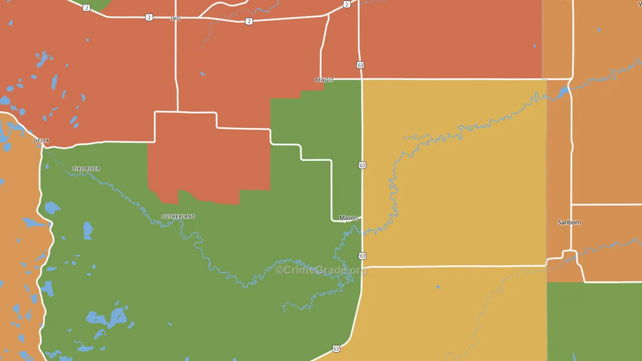 Mason, WI Map of Theft Rates