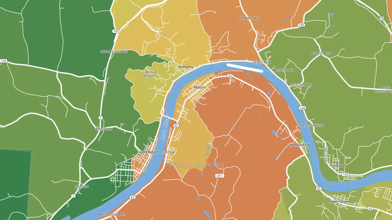 Mason, WV Map of Theft Rates
