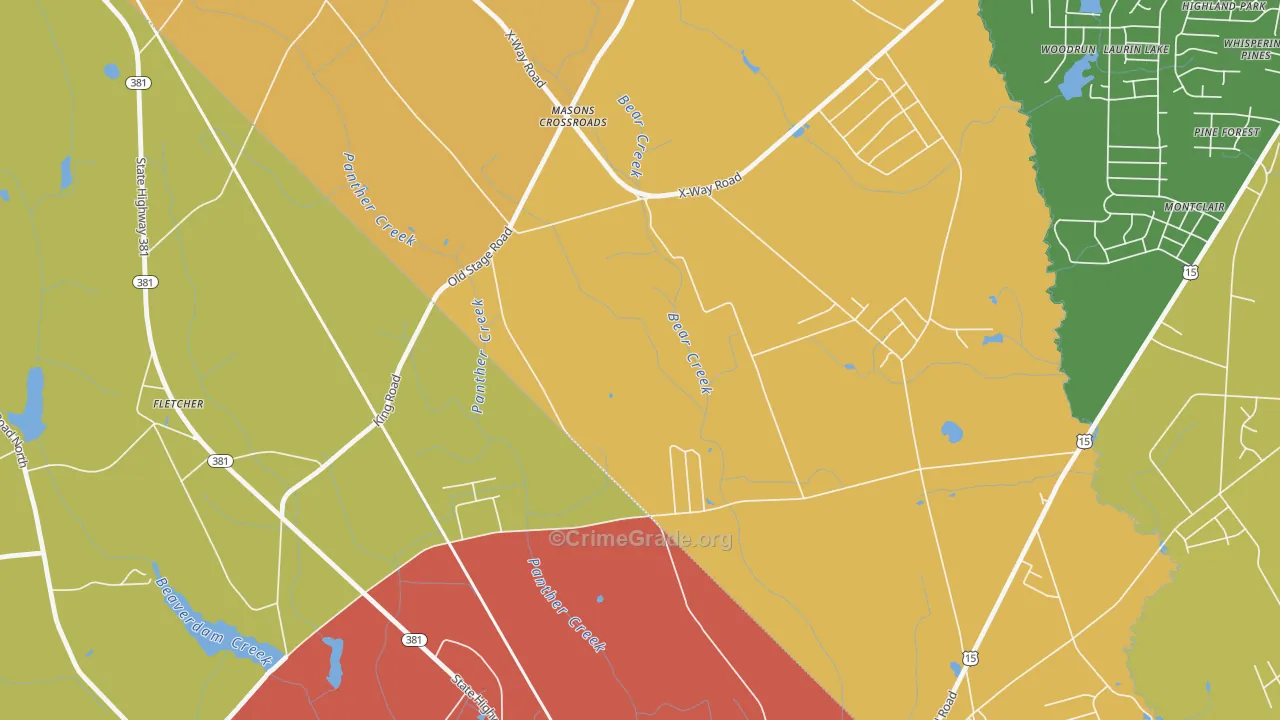 Masons Crossroads, NC Map of Theft Rates