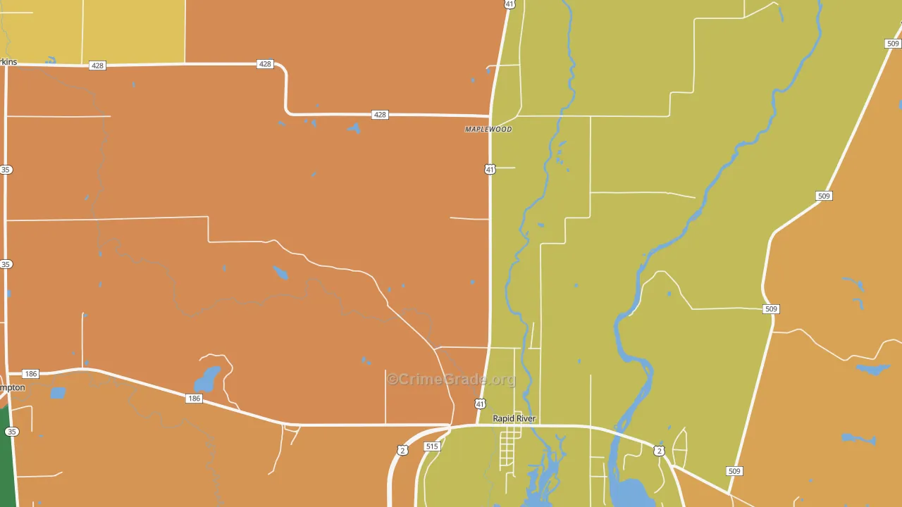 Masonville, MI Map of Theft Rates