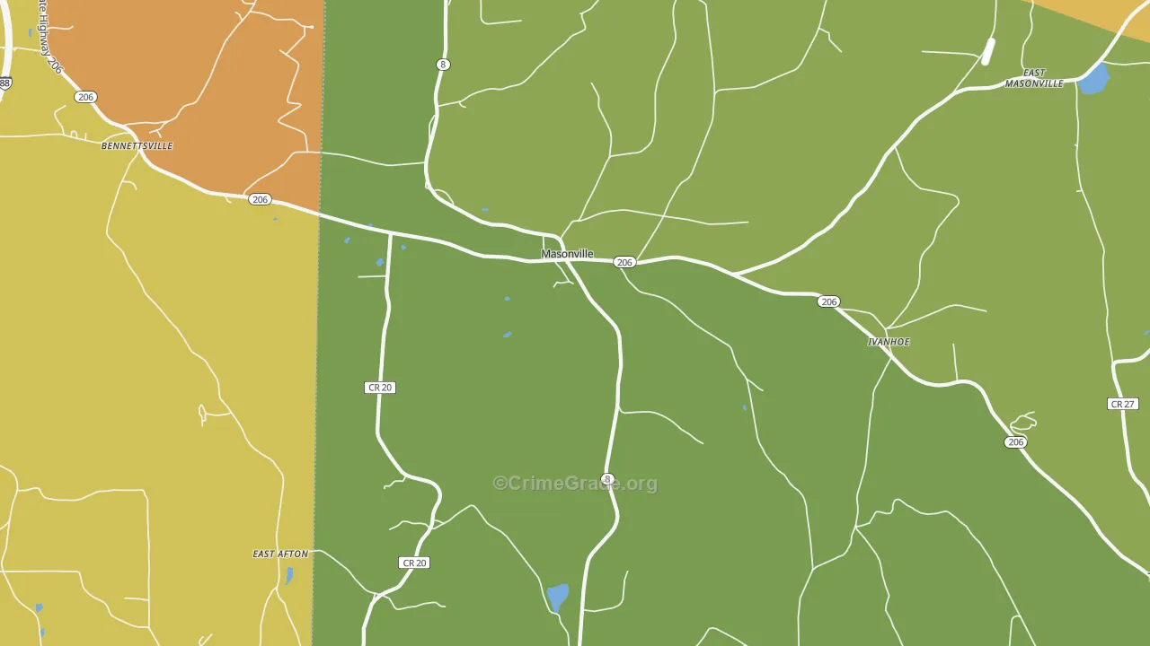 Masonville, NY Map of Theft Rates