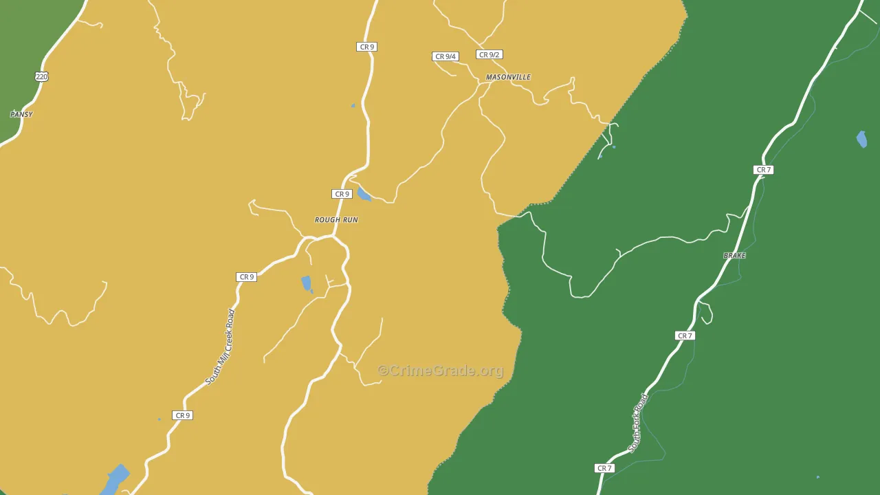 Masonville, WV Map of Theft Rates