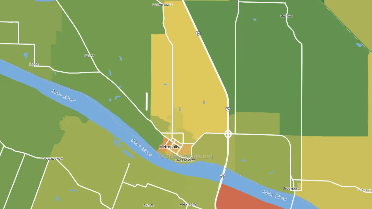 Massac County, IL Map of Theft Rates