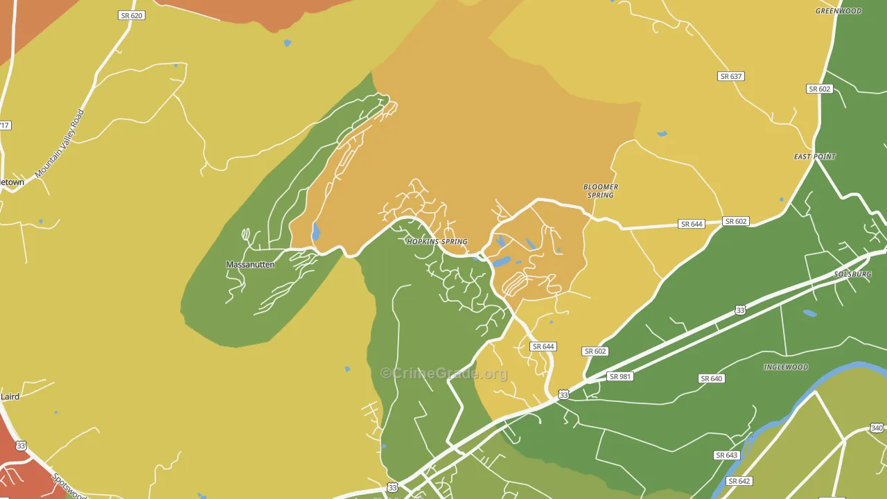 Massanutten, VA Map of Theft Rates