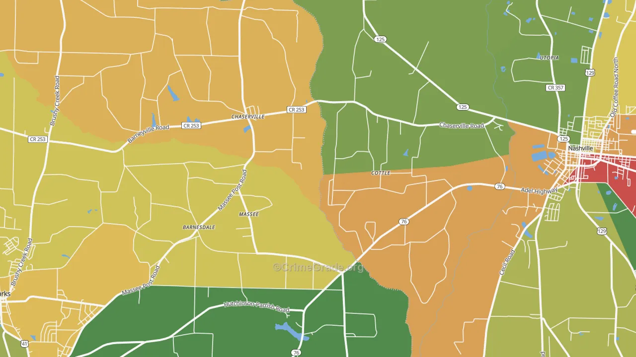 Massee, GA Map of Theft Rates