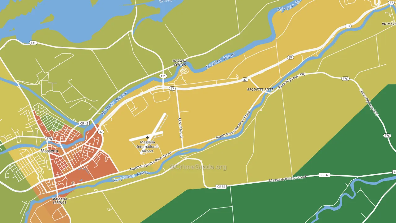 Massena Center, NY Map of Theft Rates