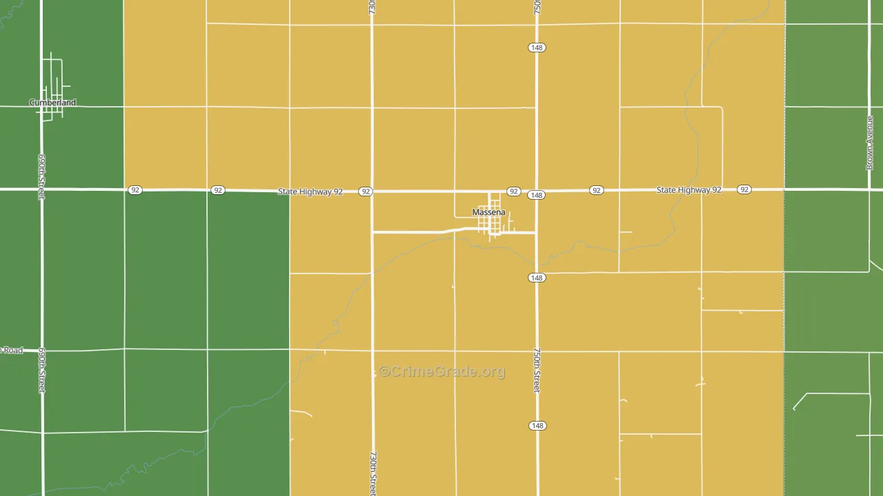 Massena, IA Map of Theft Rates
