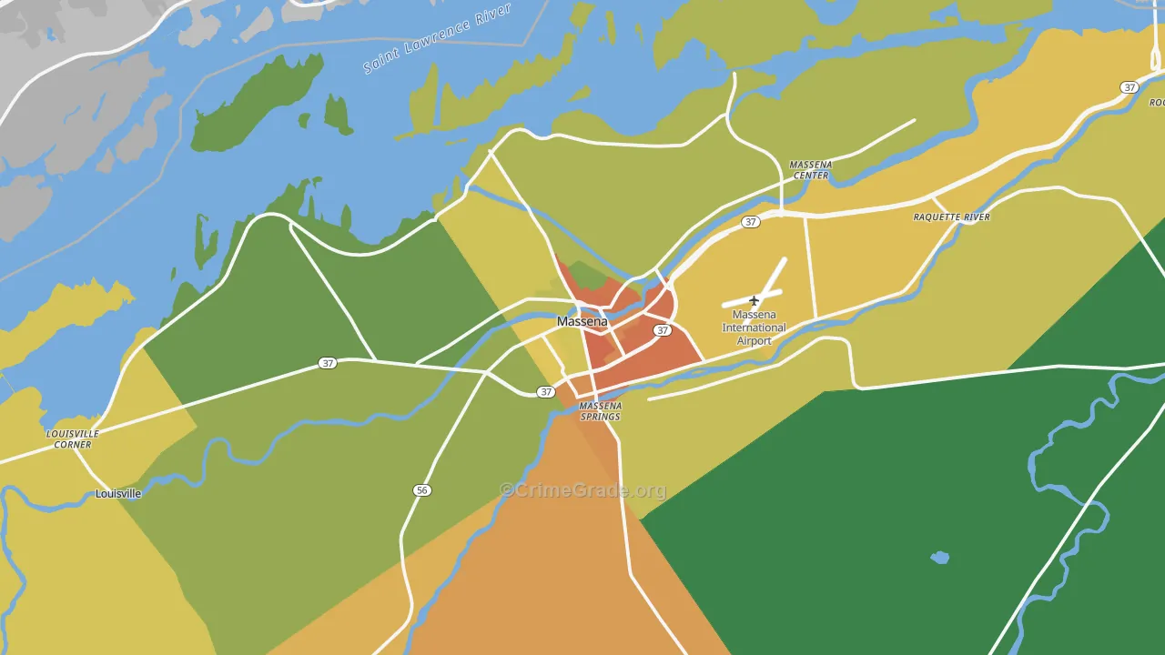 Massena, NY Map of Theft Rates