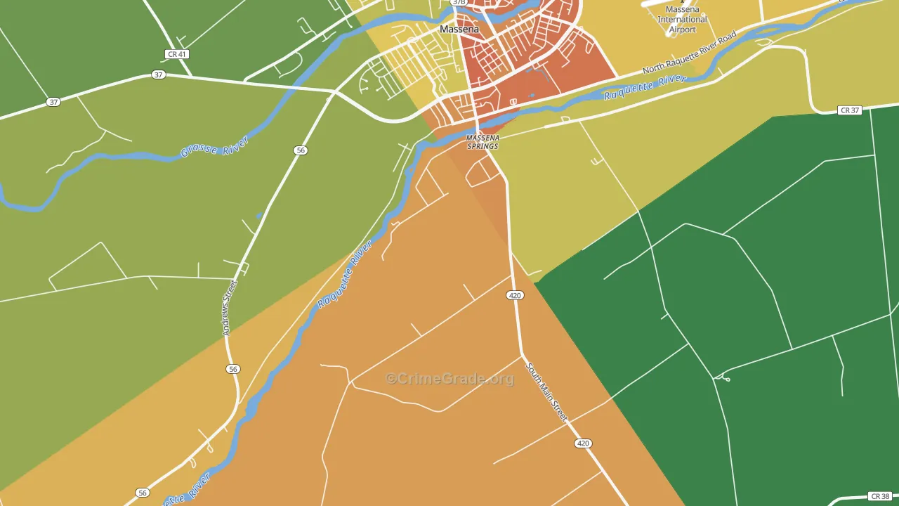Massena Springs, NY Map of Theft Rates