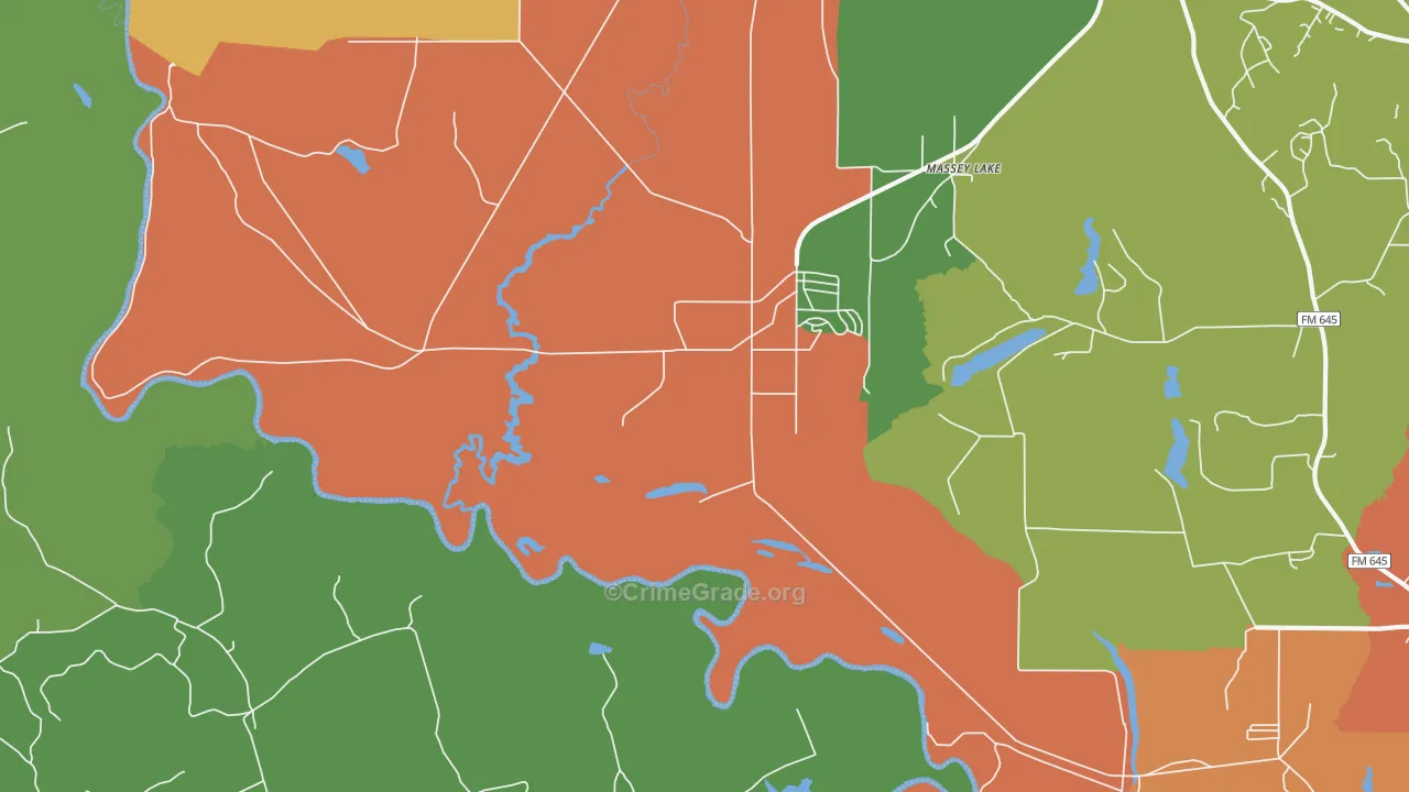 Massey Lake, TX Map of Theft Rates