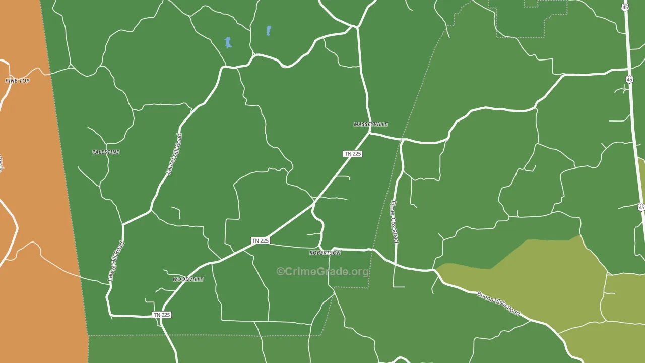 Masseyville, TN Map of Theft Rates