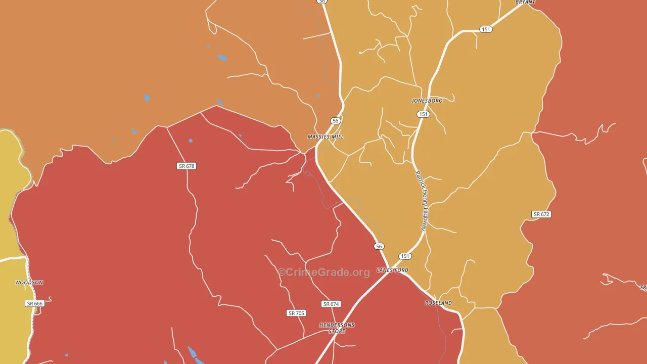 Massies Mill, VA Map of Theft Rates