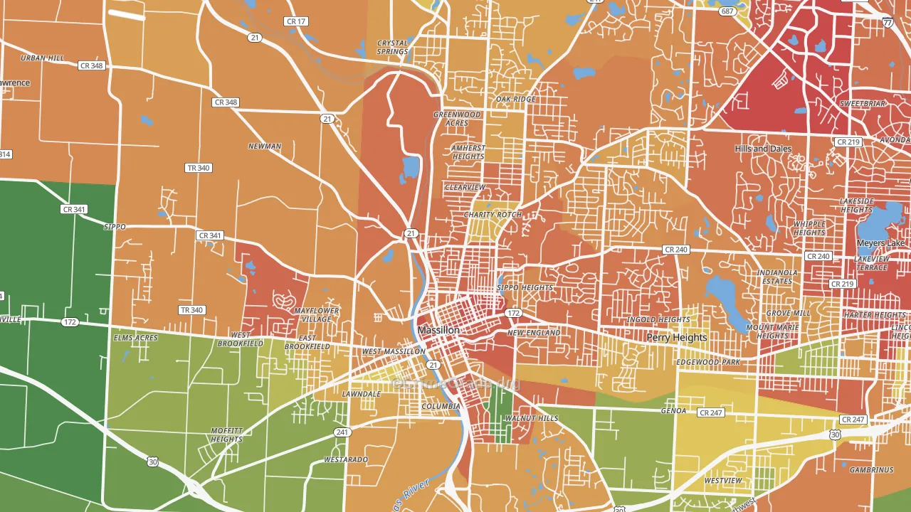 Massillon, OH Map of Theft Rates