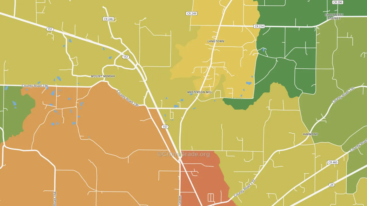 Masterson Mill, AL Map of Theft Rates