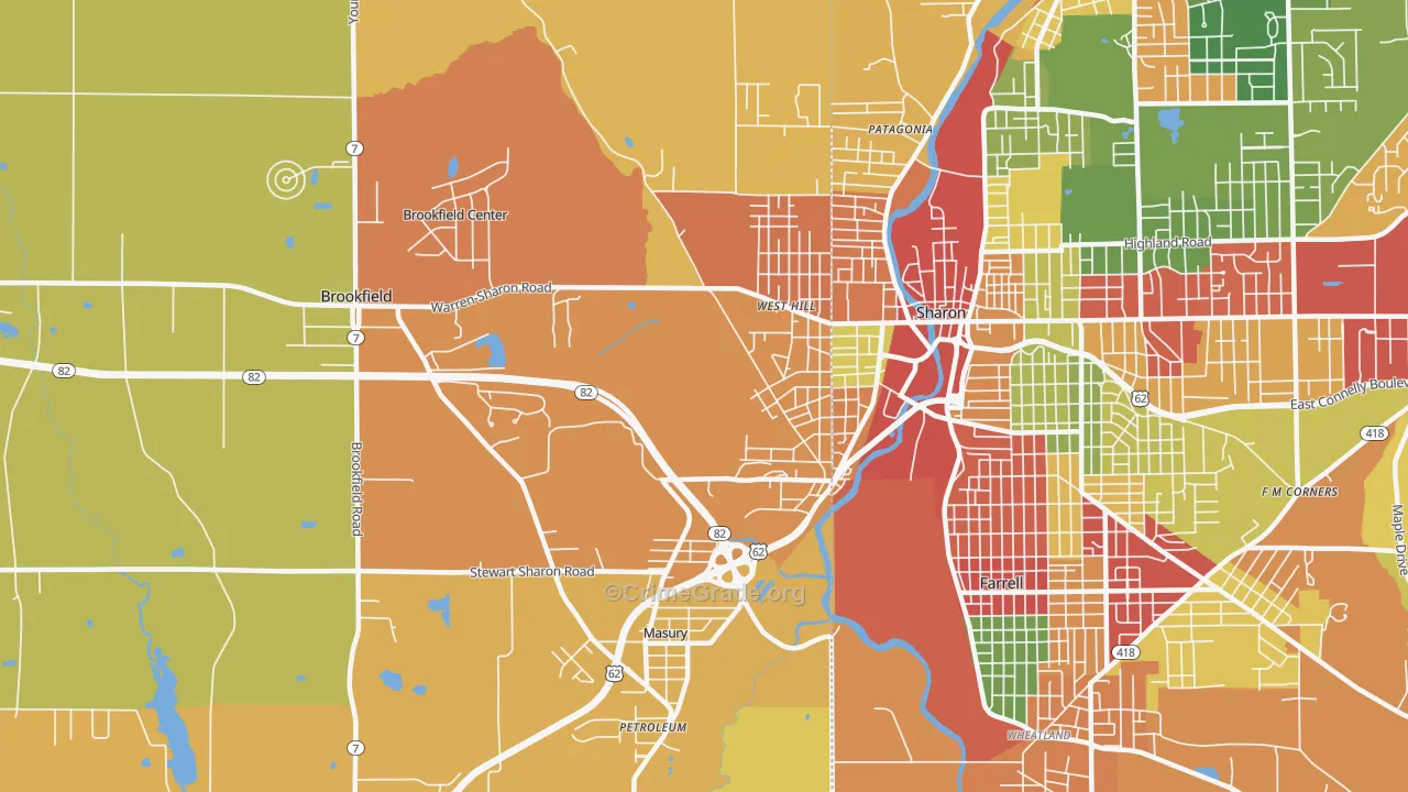 Masury, OH Map of Theft Rates